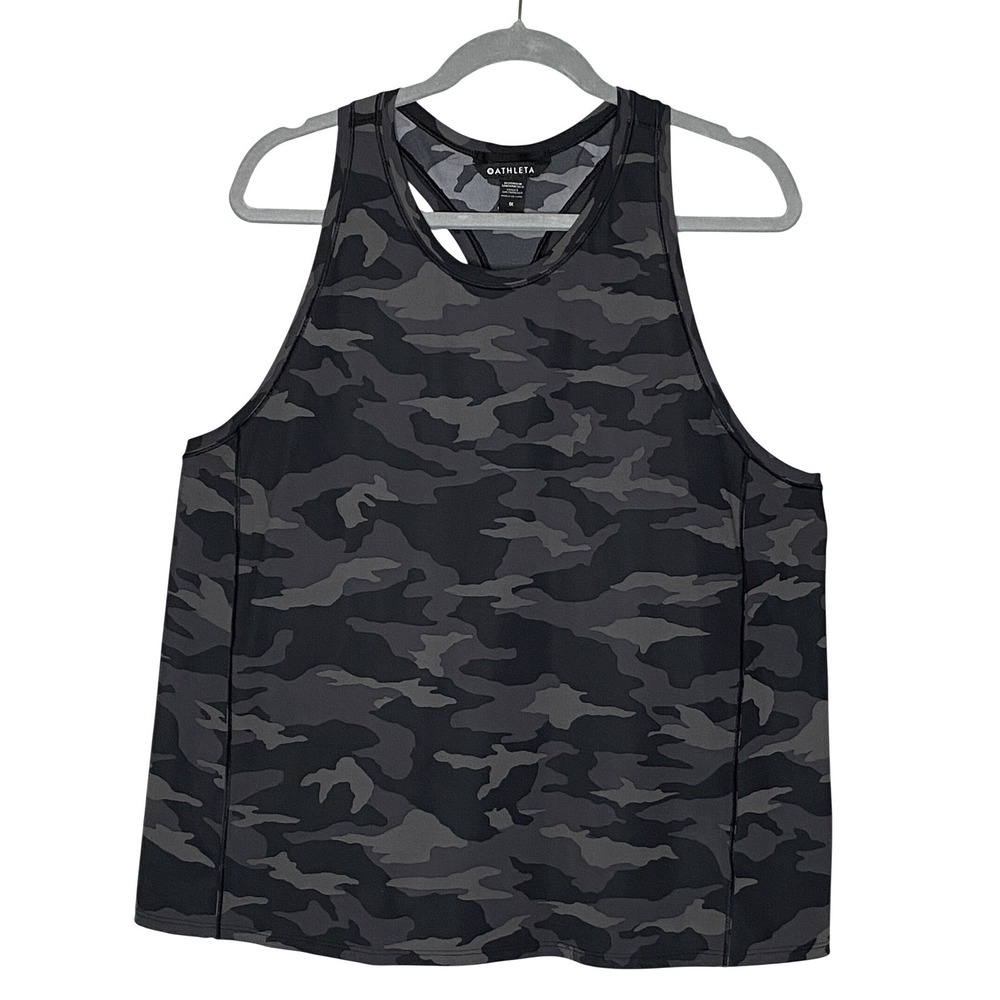 Athleta Ultimate Camo Train Tank Top Womens 1X Black Gray Racerback Workout Gym